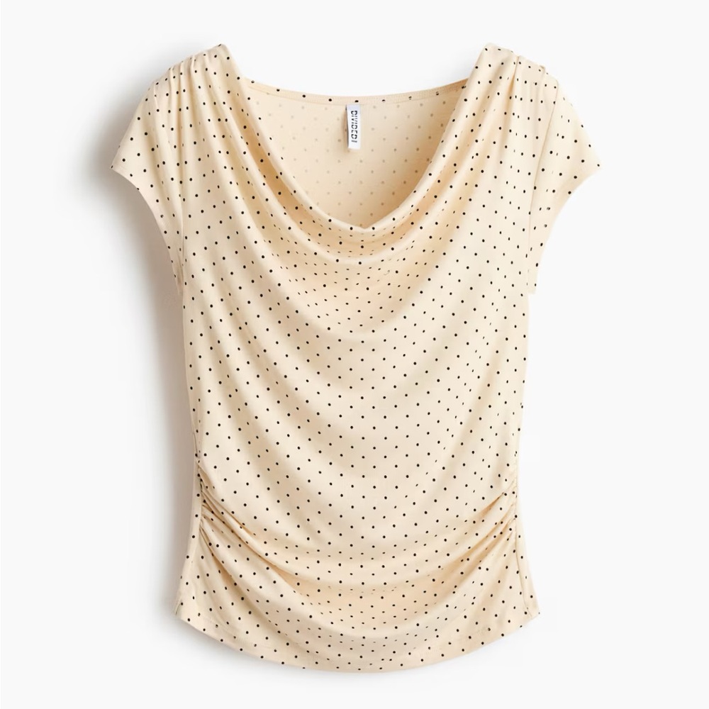 H&M Polka Dot DRAPED JERSEY TOP